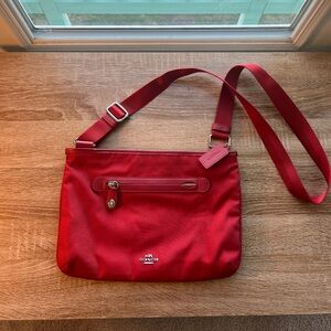 Coach Red Nylon Adjustable Strap Crossbody/Shoulder bag